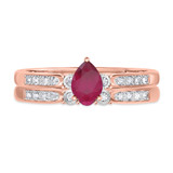Photo of Hana 2/3 Carat T.W. Ruby and Diamond Matching Bridal Ring Set 14K Rose Gold [BR2073R-C000]