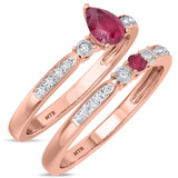 Photo of Hana 2/3 Carat T.W. Ruby and Diamond Matching Bridal Ring Set 14K Rose Gold [BR2073R-C000]