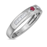 Photo of Hana 1/7 Carat T.W. Ruby and Diamond Mens Wedding Band 10K White Gold [BT2073WM]