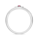 Photo of Hana 1/7 CT. T.W. Ruby and Diamond Matching Wedding Band Set 14K White Gold [BT2073WM]