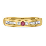 Photo of Hana 1/7 CT. T.W. Ruby and Diamond Matching Wedding Band Set 14K Yellow Gold [BT2073YM]
