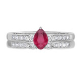 Photo of Hana 2/3 CT. T.W. Ruby and Diamond Matching Bridal Ring Set 10K White Gold [BR2073W-C000]