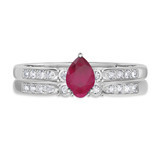 Photo of Hana 2/3 CT. T.W. Ruby and Diamond Matching Bridal Ring Set 10K White Gold [BR2073W-C000]