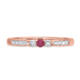 Photo of Hana 1/8 CT. T.W. Ruby and Diamond Ladies Wedding Band 14K Rose Gold [BT2073RL]