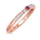 Photo of Hana 1/4 CT. T.W. Ruby and Diamond Matching Wedding Band Set 10K Rose Gold [BT2073RL]
