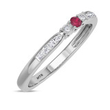 Photo of Hana 1/4 CT. T.W. Ruby and Diamond Matching Wedding Band Set 10K White Gold [BT2073WL]