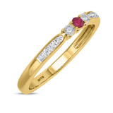 Photo of Hana 1/4 Carat T.W. Ruby and Diamond Same Sex Ladies Band Set 10K Yellow Gold [BT2073YL]