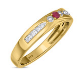 Photo of Hana 1/7 Carat T.W. Ruby and Diamond Matching Wedding Band Set 10K Yellow Gold [BT2073YM]