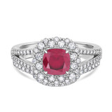 Photo of Evanthe 1 7/8 CT. T.W. Ruby and Diamond Matching Bridal Ring Set 14K White Gold [BR2072W-C000]