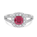 Photo of Evanthe 1 7/8 CT. T.W. Ruby and Diamond Matching Bridal Ring Set 14K White Gold [BT2072WE-C000]