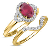 Photo of Holly 1 3/4 Carat T.W. Ruby and Diamond Matching Bridal Ring Set 14K Yellow Gold [BR2071Y-C000]