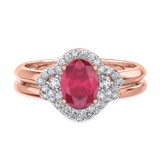 Photo of Holly 1 3/4 CT. T.W. Ruby and Diamond Matching Bridal Ring Set 14K Rose Gold [BR2071R-C000]