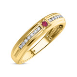 Photo of Holly 1/3 Carat T.W. Ruby and Diamond Matching Wedding Band Set 14K Yellow Gold [BT2071YM]
