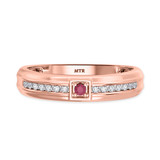 Photo of Holly 1/3 CT. T.W. Ruby and Diamond Matching Wedding Band Set 14K Rose Gold [BT2071RM]
