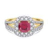 Photo of Evanthe 1 7/8 Carat T.W. Ruby and Diamond Matching Bridal Ring Set 10K Yellow Gold [BR2072Y-C000]