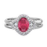 Photo of Holly 1 3/4 Carat T.W. Ruby and Diamond Matching Bridal Ring Set 10K White Gold [BR2071W-C000]
