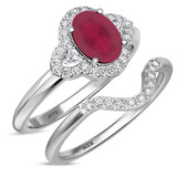 Photo of Holly 1 3/4 Carat T.W. Ruby and Diamond Matching Bridal Ring Set 10K White Gold [BR2071W-C000]