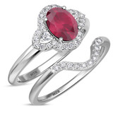 Photo of Holly 1 3/4 Carat T.W. Ruby and Diamond Matching Bridal Ring Set 10K White Gold [BR2071W-C000]