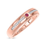 Photo of Evanthe 1/3 CT. T.W. Ruby and Diamond Matching Wedding Band Set 10K Rose Gold [BT2072RM]