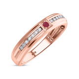 Photo of Holly 1/5 Carat T.W. Ruby and Diamond Mens Wedding Band 10K Rose Gold [BT2071RM]