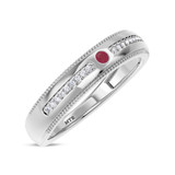 Photo of Evanthe 1/7 Carat T.W. Ruby and Diamond Mens Wedding Band  14K White Gold [BT2072WM]