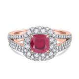 Photo of Evanthe 1 7/8 CT. T.W. Ruby and Diamond Matching Bridal Ring Set 14K Rose Gold [BR2072R-C000]