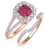 Photo of Evanthe 1 7/8 CT. T.W. Ruby and Diamond Matching Bridal Ring Set 14K Rose Gold [BR2072R-C000]