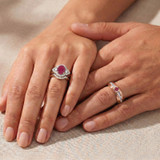 Photo of Holly 2 CT. T.W. Ruby and Diamond Trio Matching Wedding Ring Set 14K Rose Gold [BT2071R-C000]