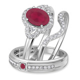 Photo of Holly 2 Carat T.W. Ruby and Diamond Trio Matching Wedding Ring Set 10K White Gold [BT2071W-C000]