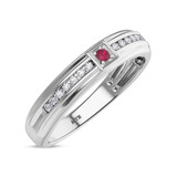 Photo of Holly 2 Carat T.W. Ruby and Diamond Trio Matching Wedding Ring Set 10K White Gold [BT2071WM]