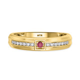 Photo of Holly 2 CT. T.W. Ruby and Diamond Trio Matching Wedding Ring Set 14K Yellow Gold [BT2071YM]