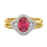 Photo of Holly 1 3/4 Carat T.W. Ruby and Diamond Matching Bridal Ring Set 10K Yellow Gold [BR2071Y-C000]