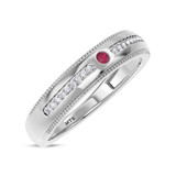 Photo of Evanthe 2 CT. T.W. Ruby and Diamond Trio Matching Wedding Ring Set 14K White Gold [BT2072WM]