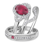 Photo of Holly 2 Carat T.W. Ruby and Diamond Trio Matching Wedding Ring Set 14K White Gold [BT2071W-C000]