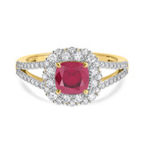 Photo of Evanthe 2 CT. T.W. Ruby and Diamond Trio Matching Wedding Ring Set 14K Yellow Gold [BT2072YE-C000]