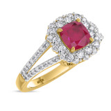 Photo of Evanthe 2 CT. T.W. Ruby and Diamond Trio Matching Wedding Ring Set 14K Yellow Gold [BT2072YE-C000]