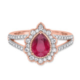 Photo of Kana 2 1/6 CT. T.W. Ruby and Diamond Matching Bridal Ring Set 14K Rose Gold [BT2068RE-C000]