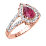 Photo of Kana 2 1/6 CT. T.W. Ruby and Diamond Matching Bridal Ring Set 14K Rose Gold [BT2068RE-C000]
