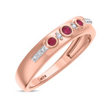 Photo of Kana 1/5 Carat T.W. Ruby and Diamond Matching Wedding Band Set 14K Rose Gold [BT2068RM]