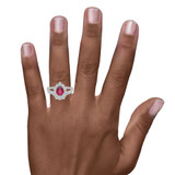 Photo of Kana 2 1/6 CT. T.W. Ruby and Diamond Matching Bridal Ring Set 10K White Gold [BR2068W-C000] [HT-3]