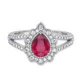 Photo of Kana 2 1/6 CT. T.W. Ruby and Diamond Matching Bridal Ring Set 10K White Gold [BT2068WE-C000]
