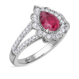 Photo of Kana 2 1/6 CT. T.W. Ruby and Diamond Matching Bridal Ring Set 10K White Gold [BT2068WE-C000]