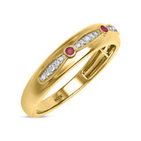 Photo of Lone 1/3 Carat T.W. Ruby and Diamond Matching Wedding Band Set 10K Yellow Gold [BT2069YM]