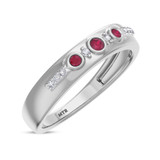 Photo of Kana 1/5 CT. T.W. Ruby and Diamond Matching Wedding Band Set 10K White Gold [BT2068WM]