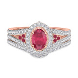 Photo of Kantuta 1 1/3 CT. T.W. Ruby and Diamond Matching Bridal Ring Set 14K Rose Gold [BR2087R-C000]