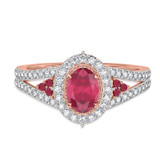 Photo of Kantuta 1 1/3 CT. T.W. Ruby and Diamond Matching Bridal Ring Set 14K Rose Gold [BT2087RE-C000]