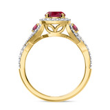 Photo of Lone 2 1/5 CT. T.W. Ruby and Diamond Matching Bridal Ring Set 14K Yellow Gold [BT2069YE-C000]