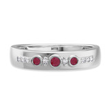 Photo of Kana 1/5 CT. T.W. Ruby and Diamond Mens Wedding Band 10K White Gold [BT2068WM]