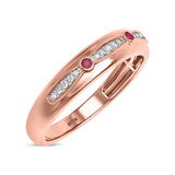 Photo of Lone 1/7 Carat T.W. Ruby and Diamond Mens Wedding Band 10K Rose Gold [BT2069RM]