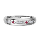 Photo of Lone 1/7 CT. T.W. Ruby and Diamond Mens Wedding Band 10K White Gold [BT2069WM]